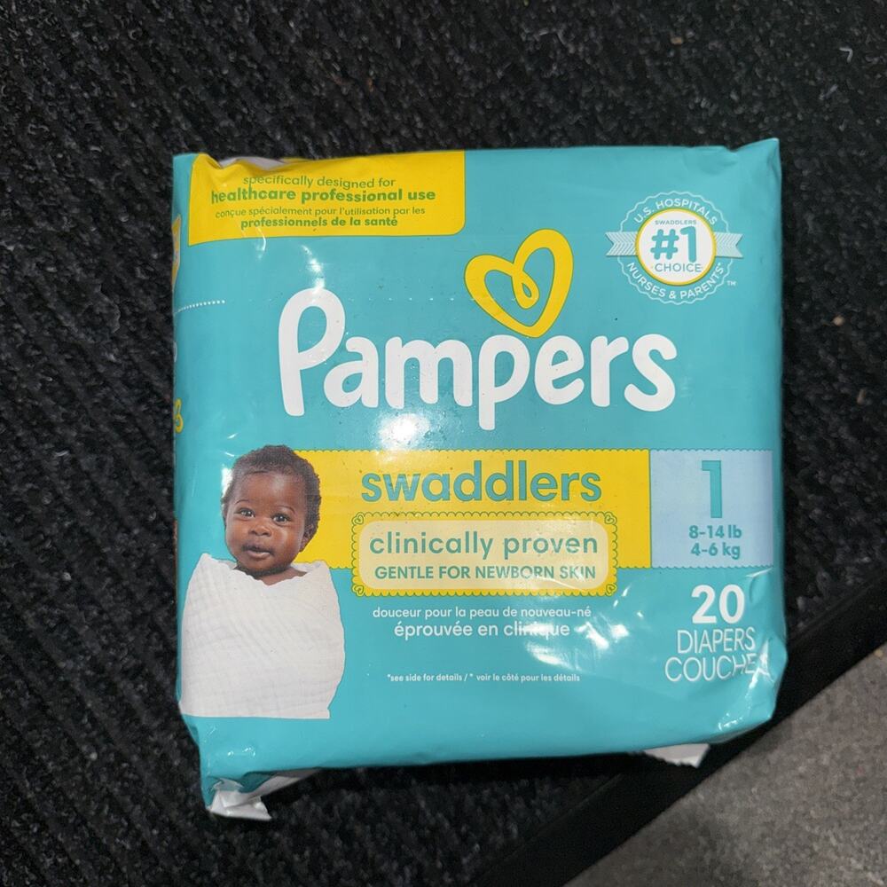 Pampers Swaddlers Diapers 20 Count Size 1 Blankie Soft 8 to 14lbs Newborn